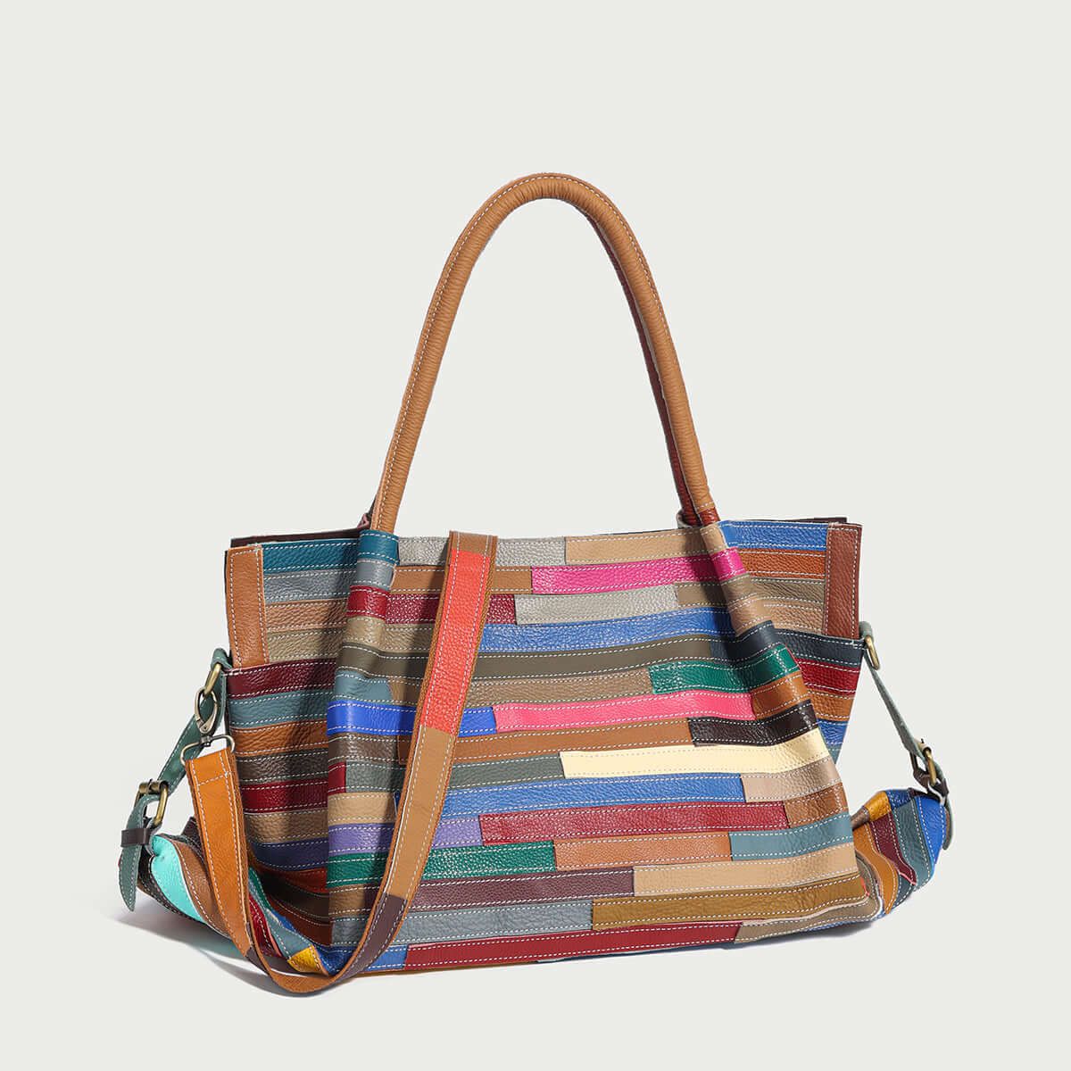 Multicolor Brick Large Leather Tote Bag - Image 2