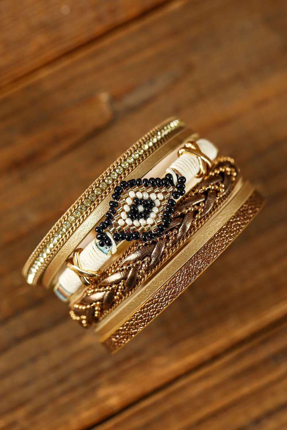 Multicolor Rhinestone Beaded Magnetic Buckle Bracelet - Image 2