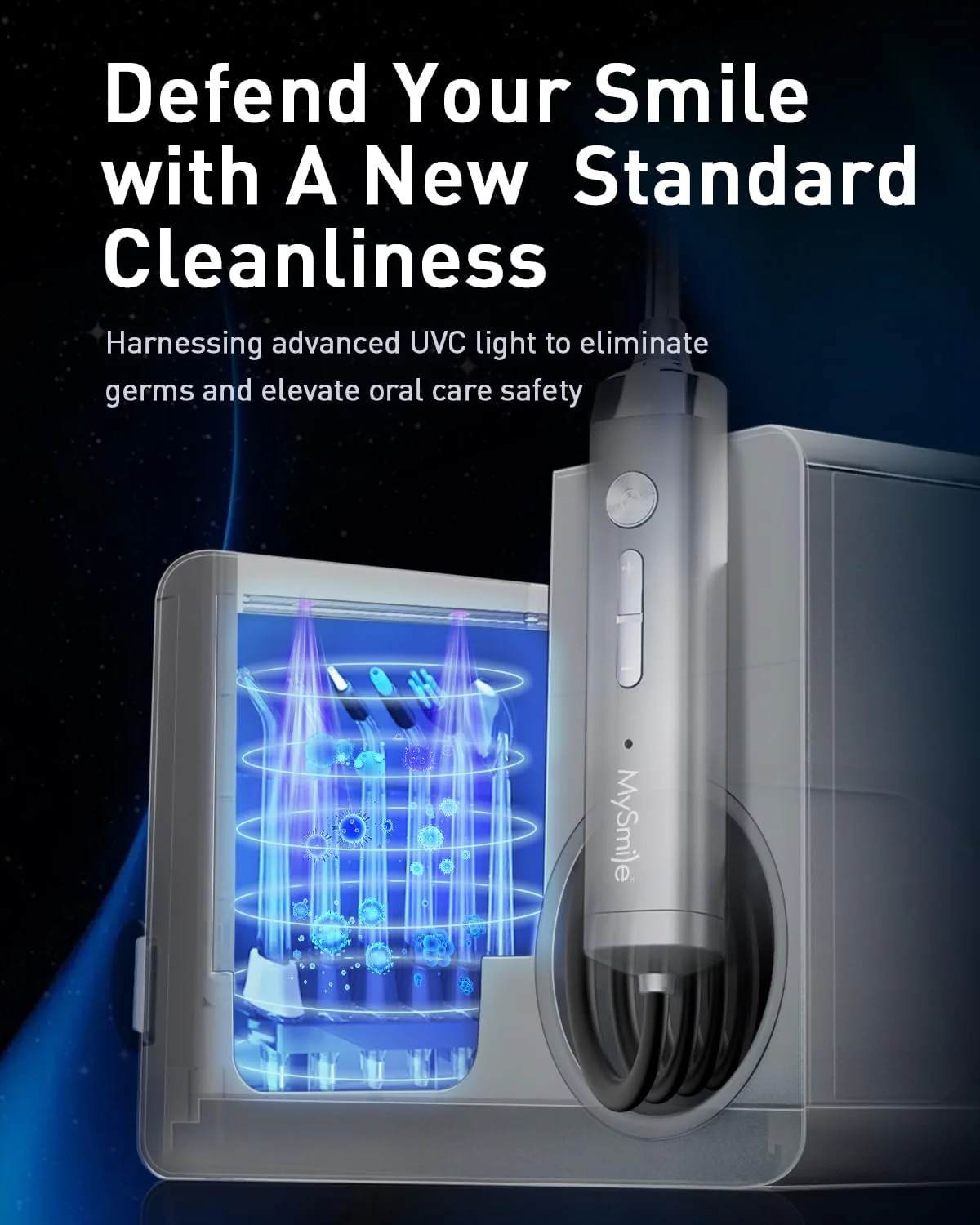 MySmile LP233 Pro UVC Sterilizable Countertop Water flossers (Lightning Silver) - Image 7