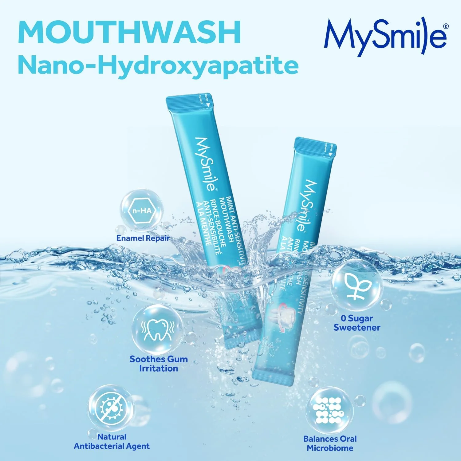 MySmile Nano Hydroxyapatite Mouthwash for Sensitive Teeth, 30 Packets - Image 2