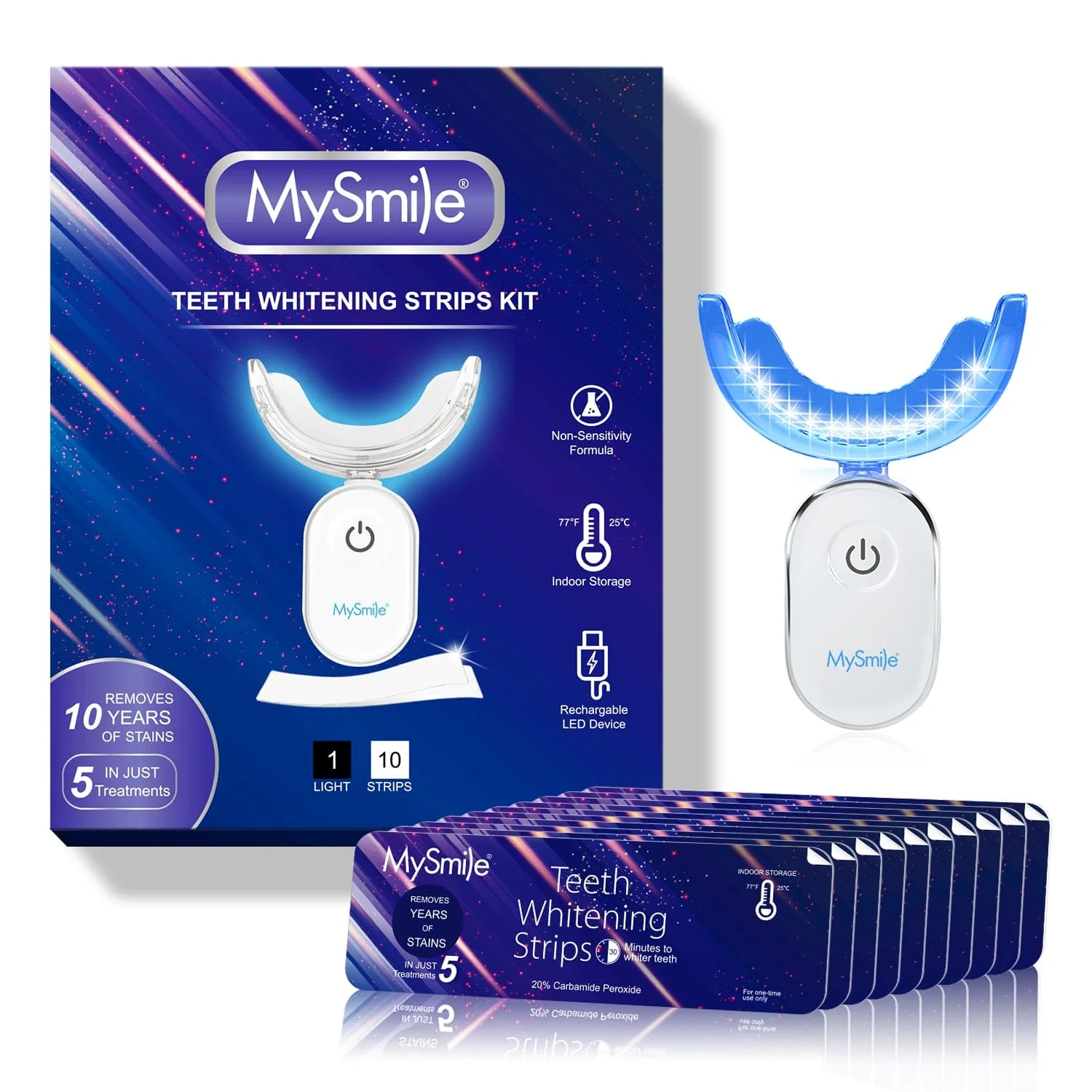 MySmile Teeth Whitening Strips Kit 14 Treatments with 28 LED Light - Image 5
