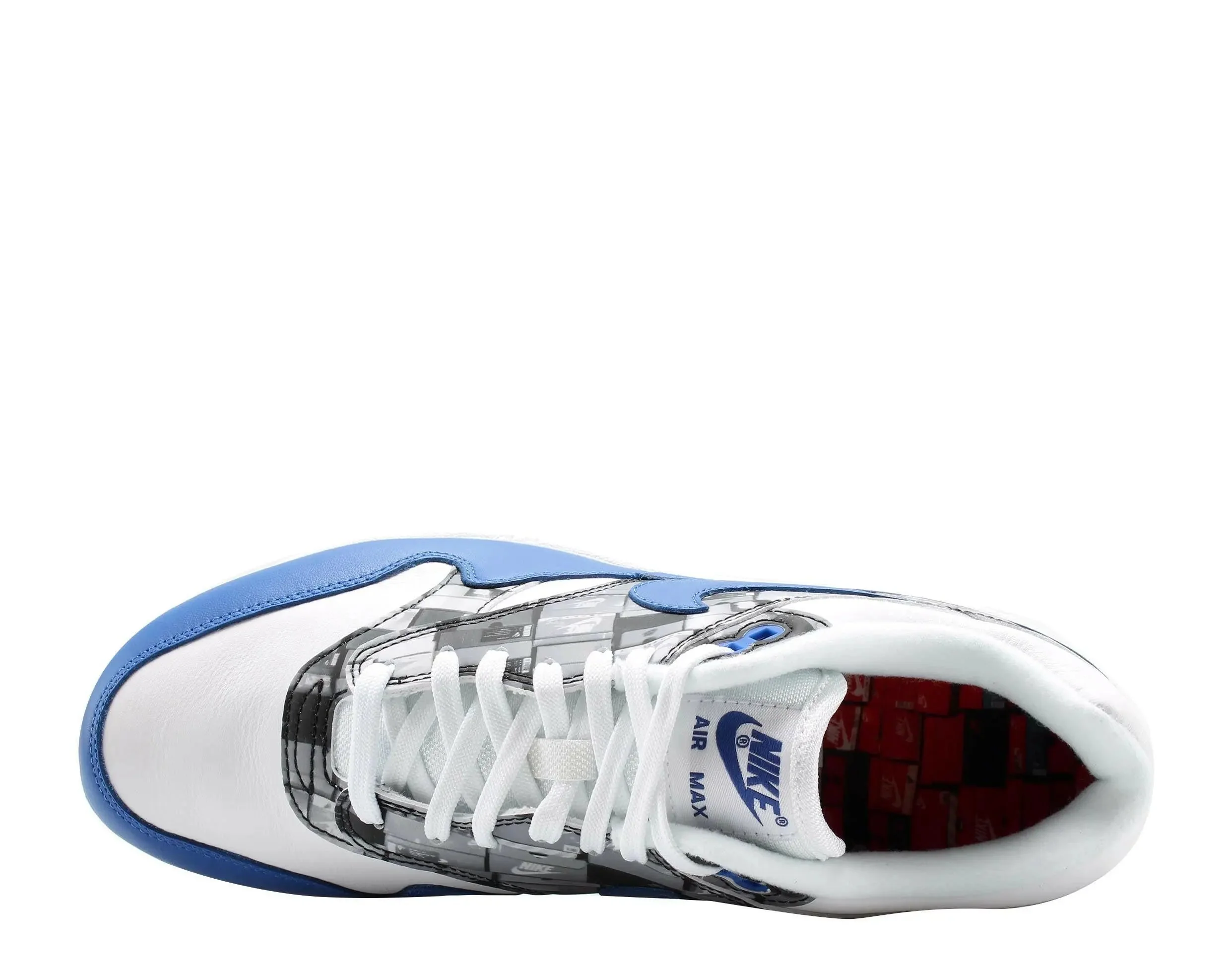 Nike Air Max 1 Print Men Running Sneakers White/Game Royal-Neutral Grey - Image 4