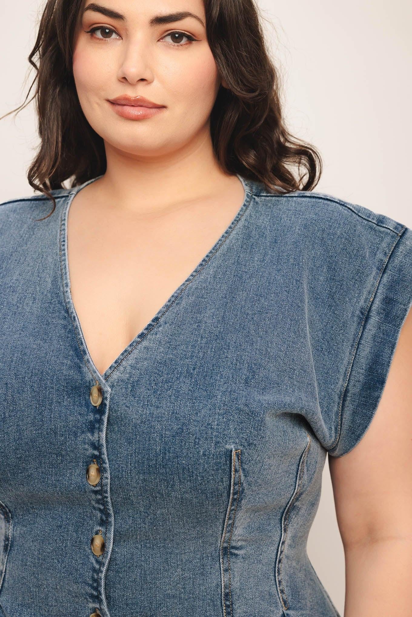 No Second Thought Washed Denim Top - Image 10