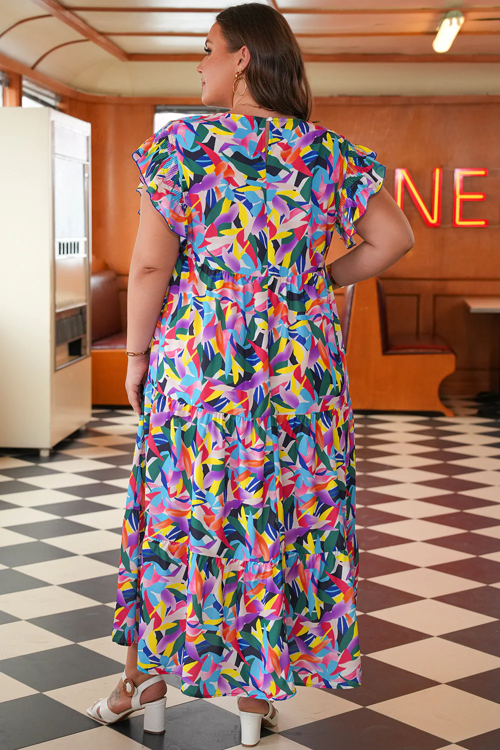 Threaded Pear Noa Plus Size Ruffled Short Sleeve Maxi Dress - Image 2