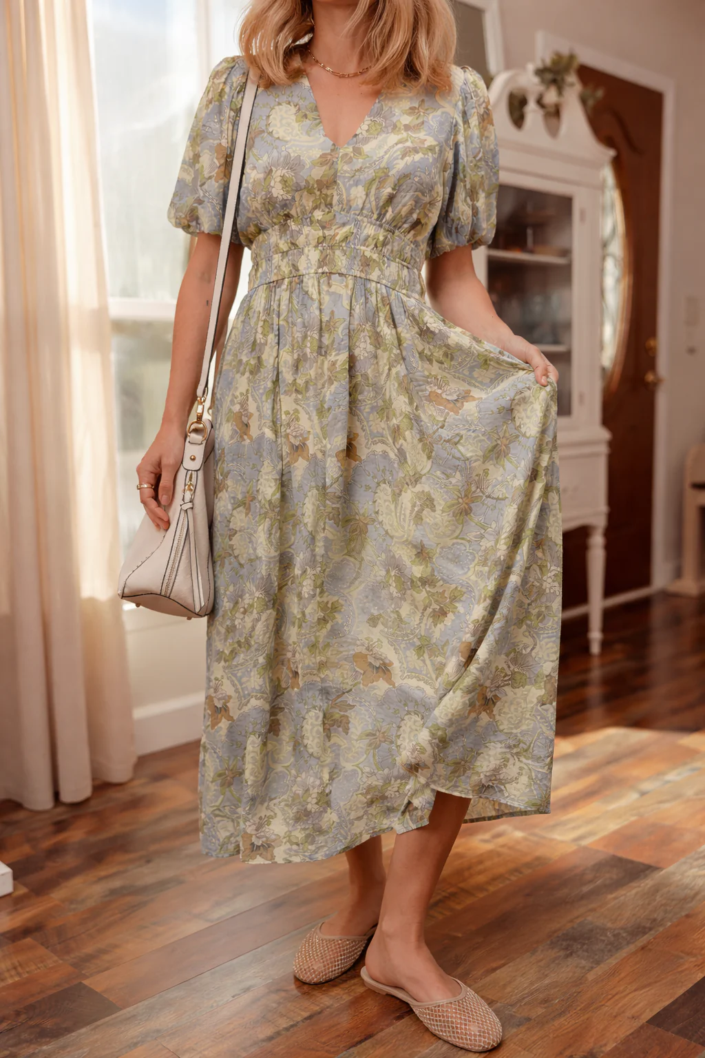 Threaded Pear Nora Puff Sleeve Long Dress - Image 4