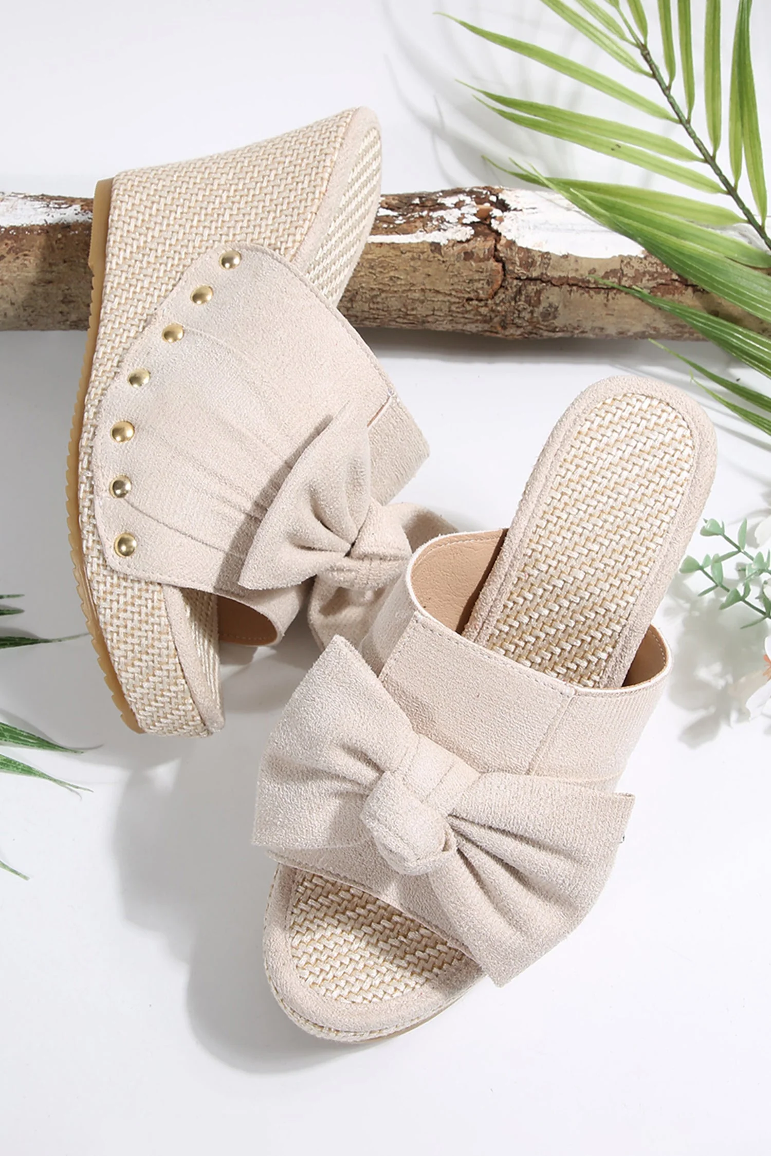 Threaded Pear Nyomi Studded Wedge Platform Slippers - Image 6