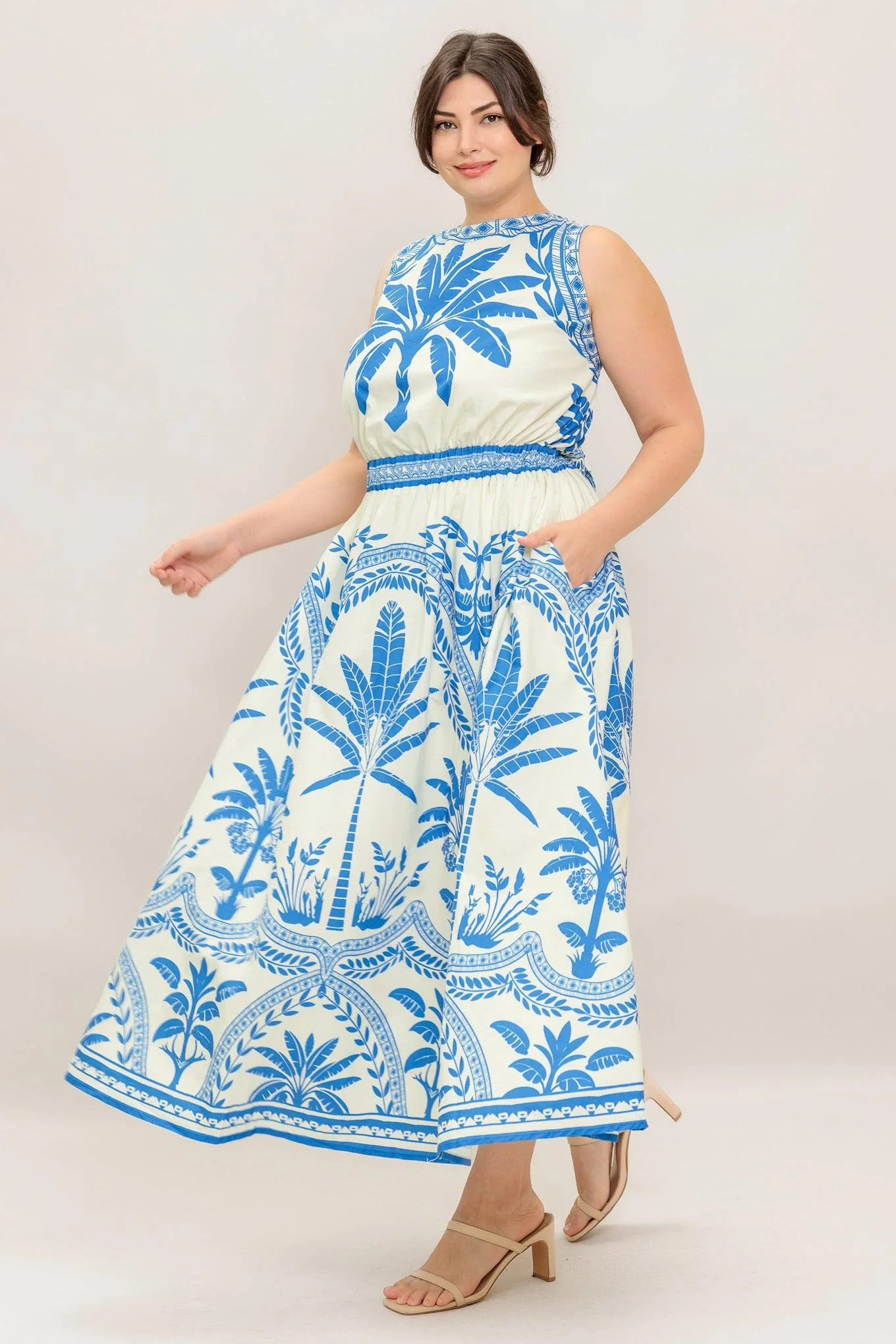 Ocean Petals Woven Midi Dress - Image 9