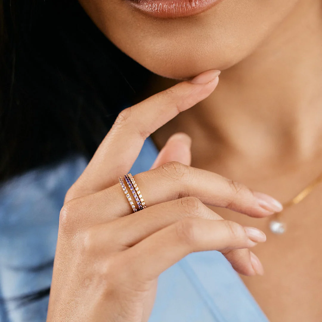Mint & Lily October Birthstone Eternity Stacking Ring - Image 2