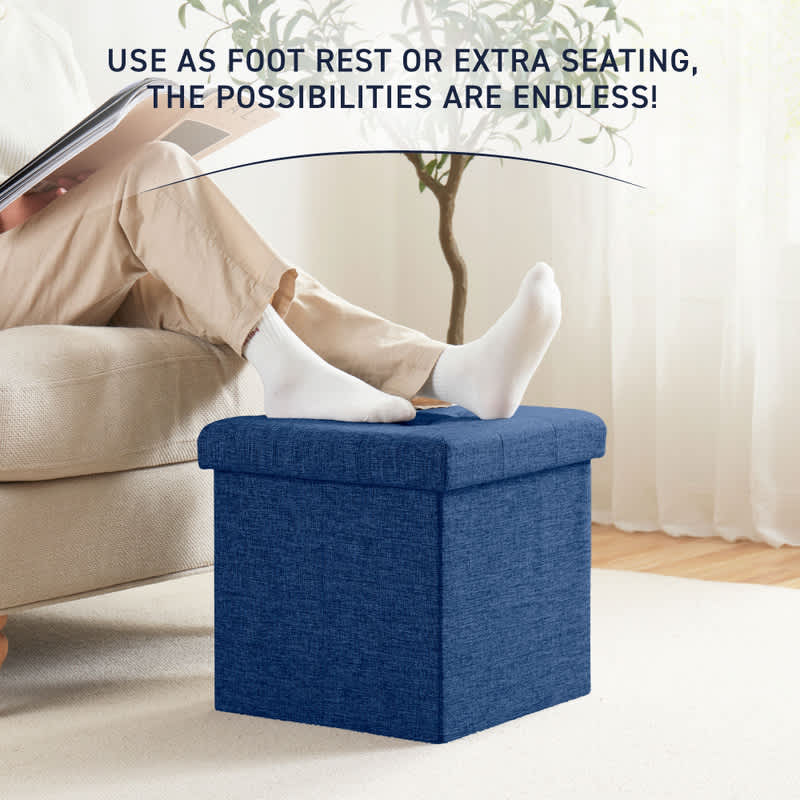 Ornavo Home 2 Pack Collapsible Square Cube Storage Ottoman, Perfect for Dorms, Livingroom and Bedroom - Image 12