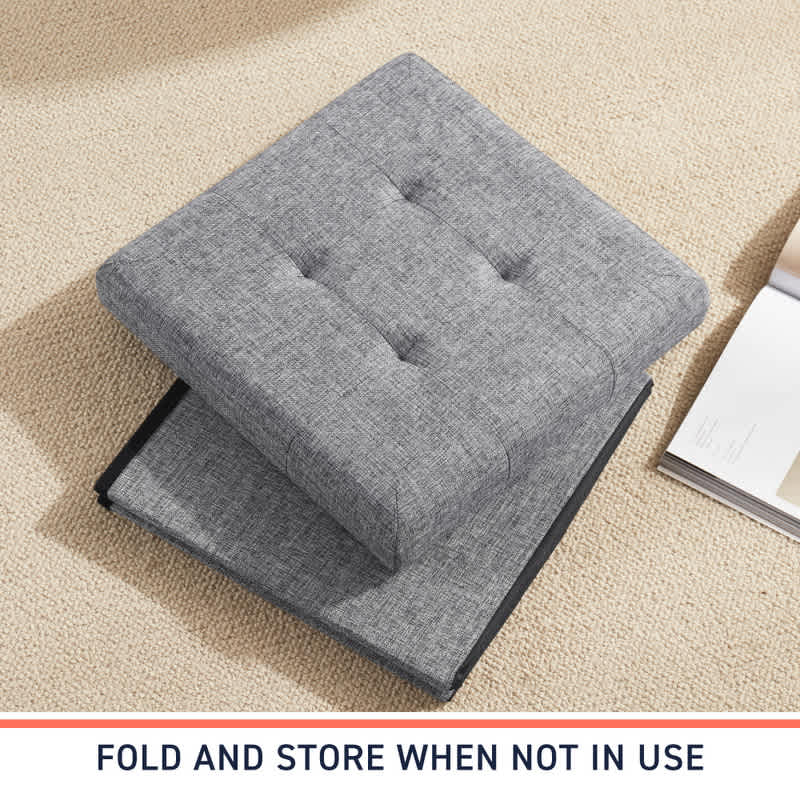 Ornavo Home 2 Pack Collapsible Square Cube Storage Ottoman, Perfect for Dorms, Livingroom and Bedroom - Image 5