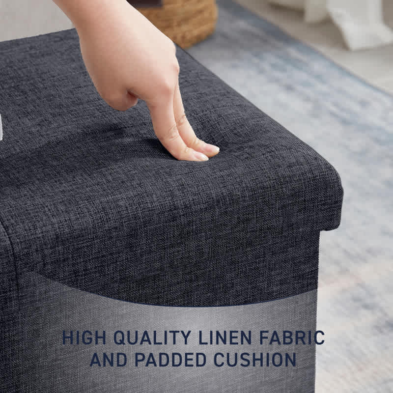 Ornavo Home Foldable Tufted Linen 43" Inch Long Bench Storage Ottoman - Image 42