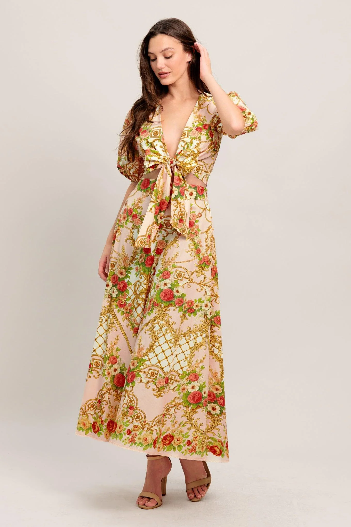 Palace Rose Statement Woven Circle Midi Skirt - Image 4