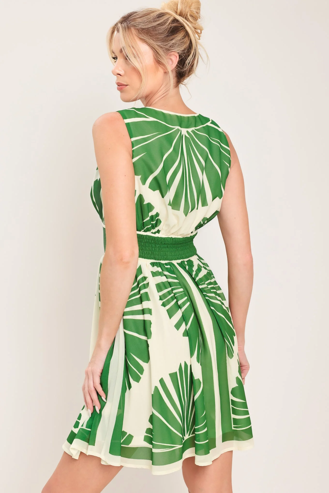 Palm Breeze Woven Mini Dress - Image 6