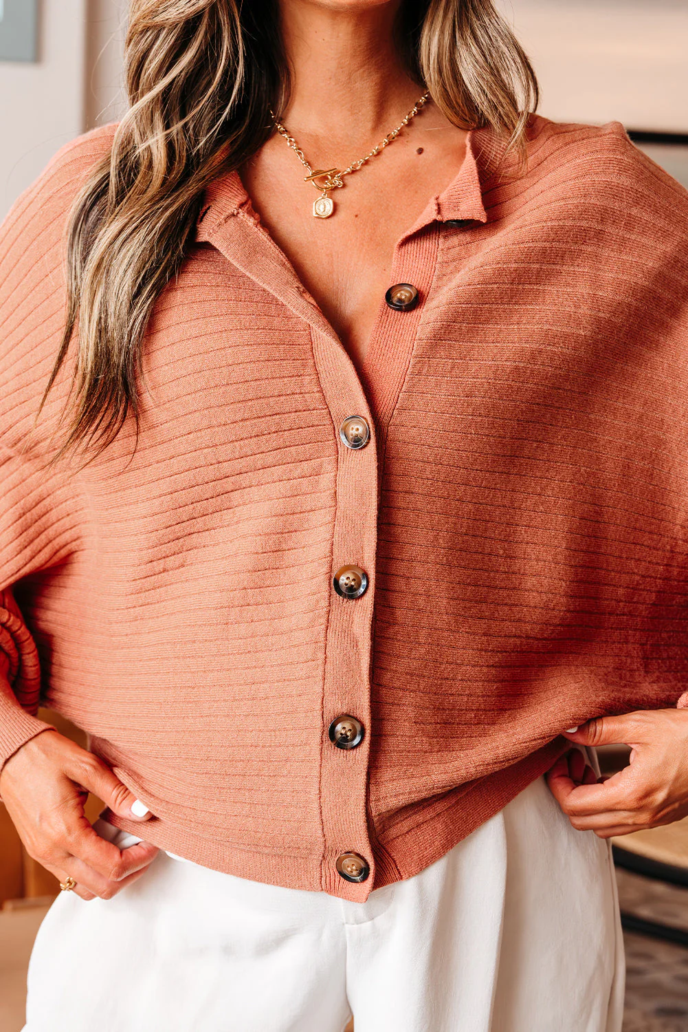Threaded Pear Parker Button Front Dolman Sleeve Sweater Cardigan - Image 7