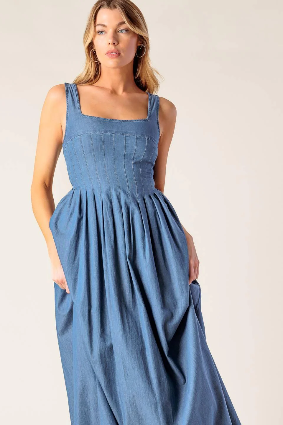 Passiflora Indigo Denim Midi Dress - Image 5