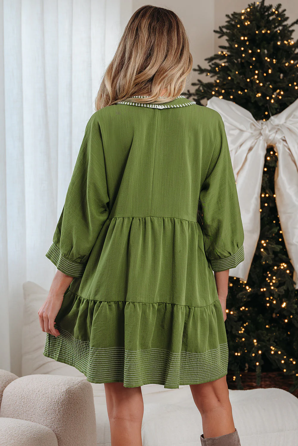 Threaded Pear Patara Sleeve Tiered Mini Dress - Image 2