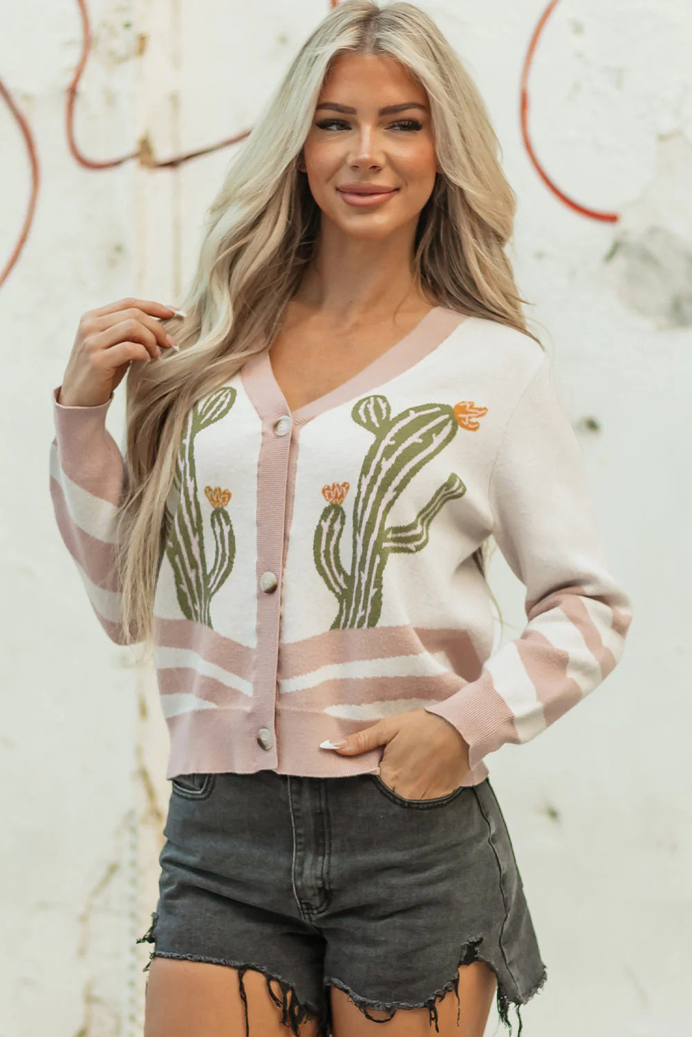 Threaded Pear Paulina Desert Cactus Front Sweater - Image 5