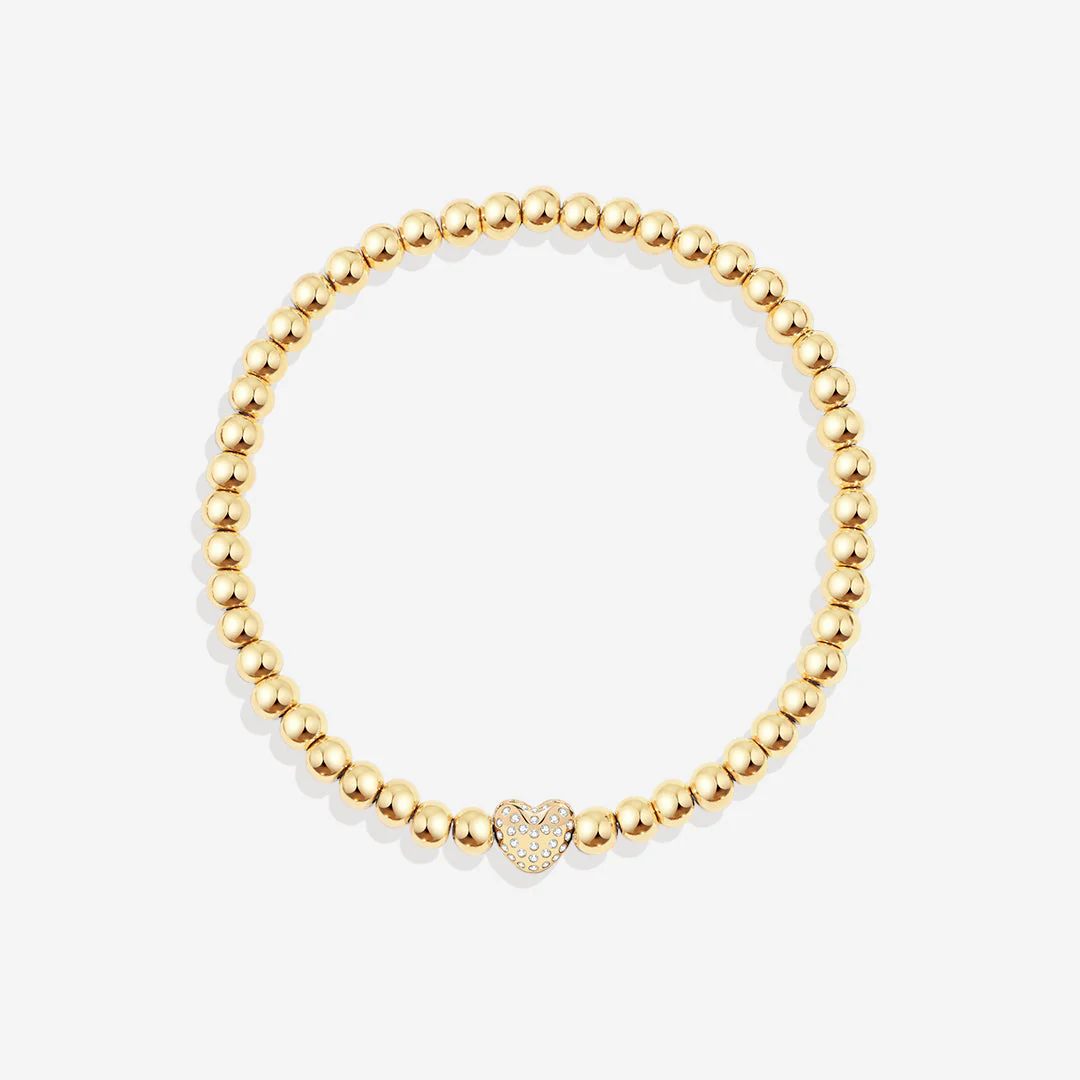 Mint & Lily Pave Heart Gold Beaded Bracelet - Image 2
