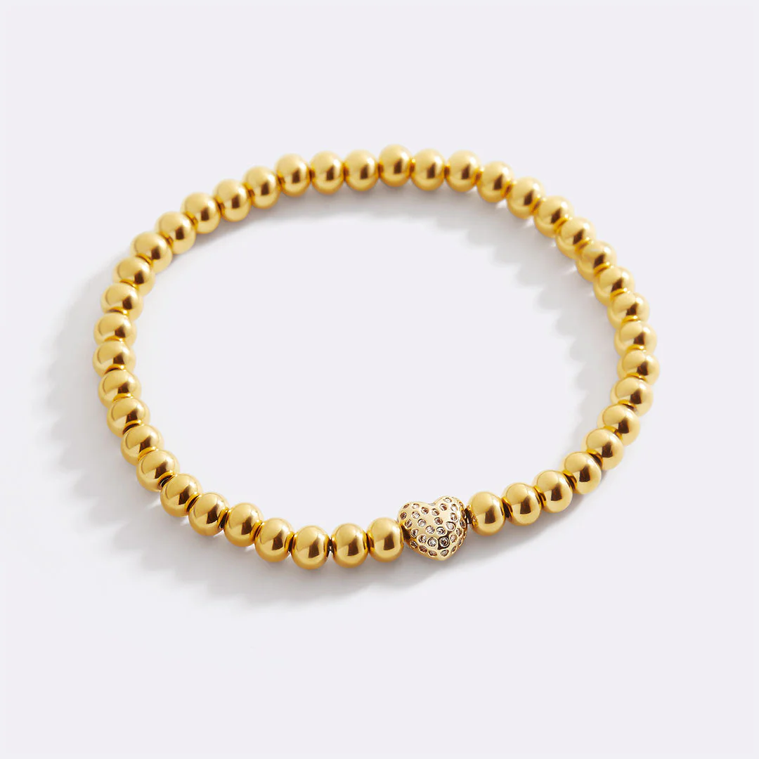 Mint & Lily Pave Heart Gold Beaded Bracelet - Image 7