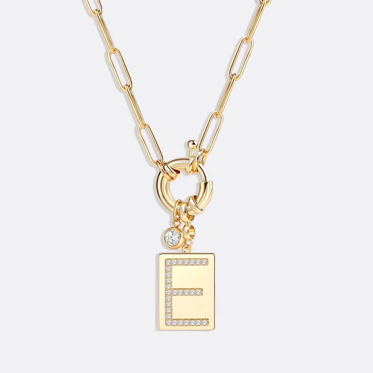 Mint & Lily Pave Initial Pendant Necklace with Paperclip Chain - Image 81