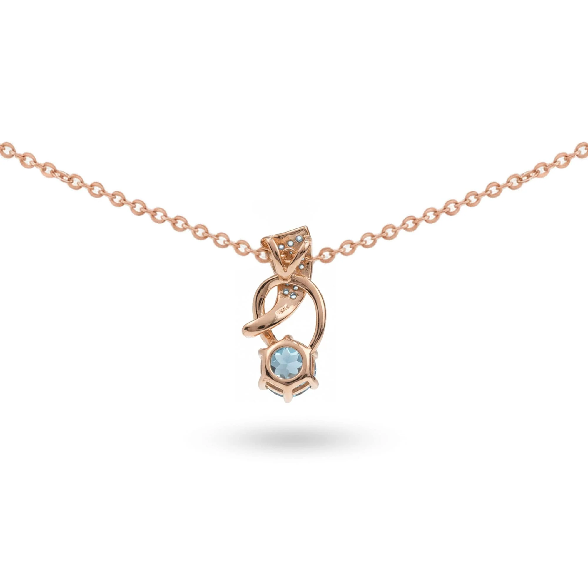 Pave Pendant Drop Pendant Necklace 1.11 Carats Sky Blue Topaz Necklace Sterling Silver Rose Gold Plated White and Blue Topaz Necklaces for Women Gifts - Image 3