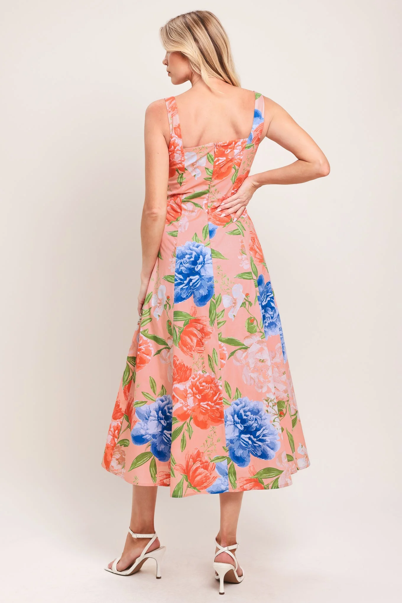 Peach Petal Woven Midi Dress - Image 6