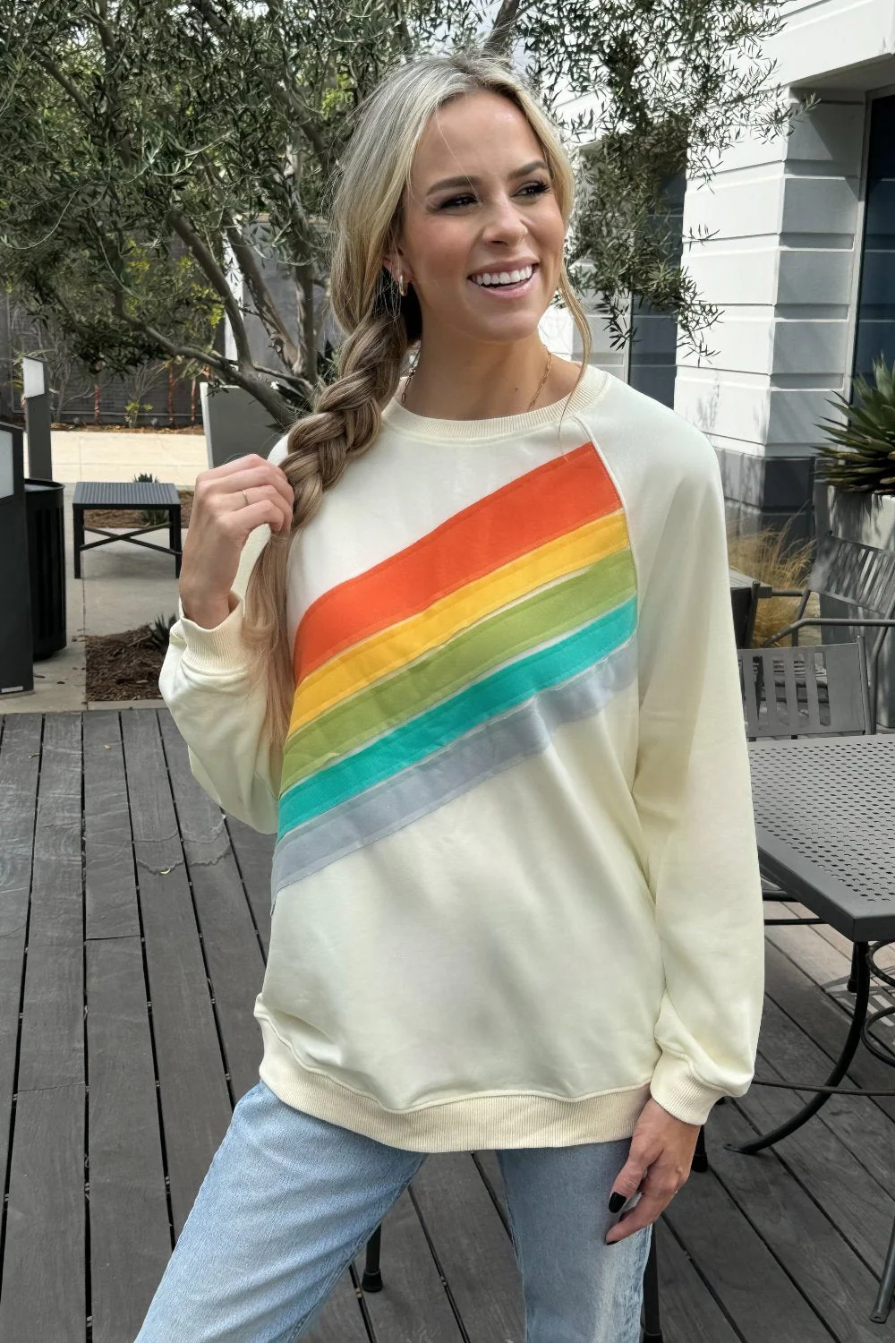 Threaded Pear Penelope Striped Pullover Sweatshirt - Image 3