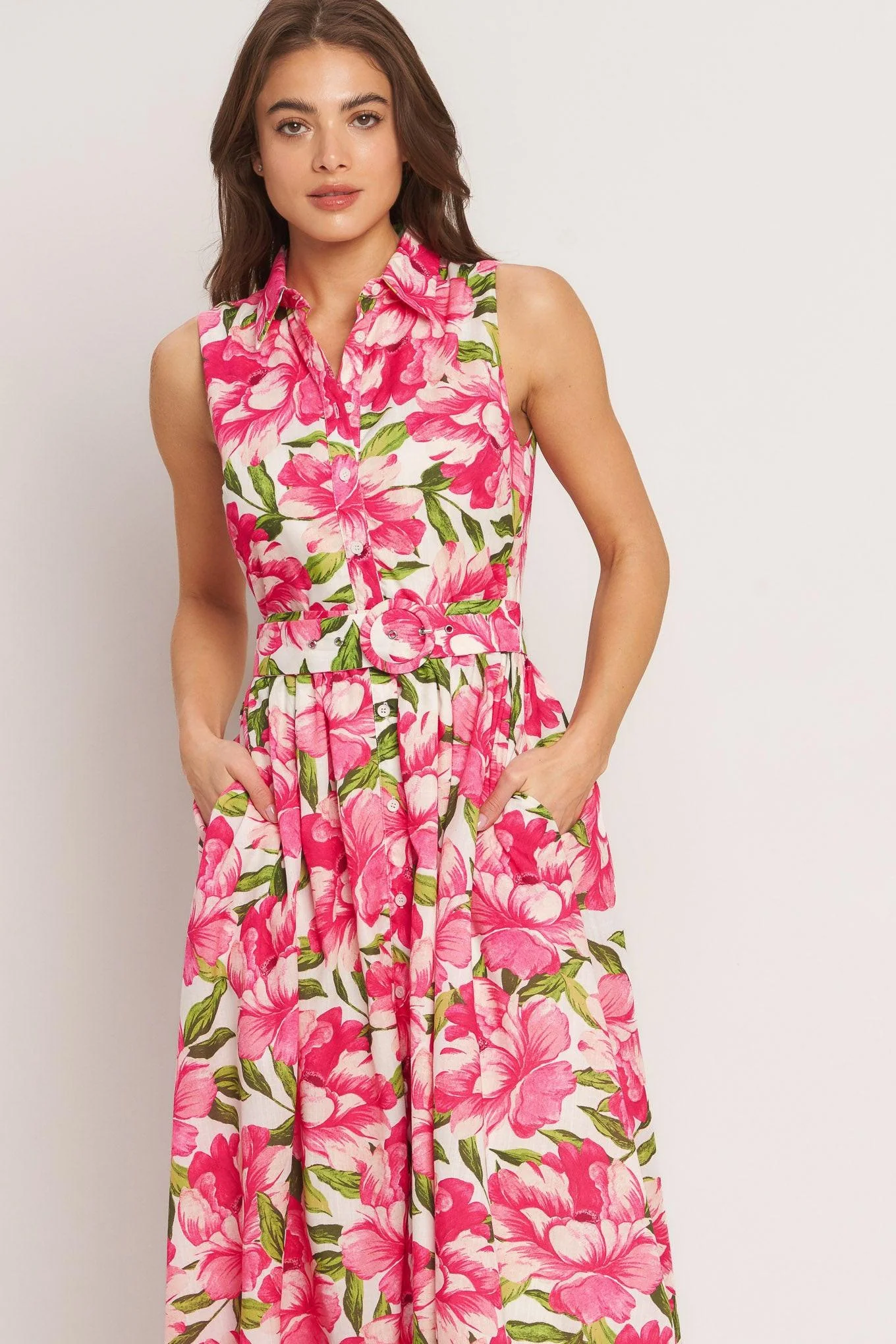 Pink Paradise Woven Midi Dress - Image 3