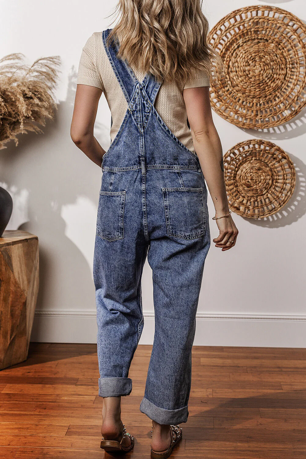 Threaded Pear Piper Denim Straight Leg Jumpsuit with Pockets - Image 2