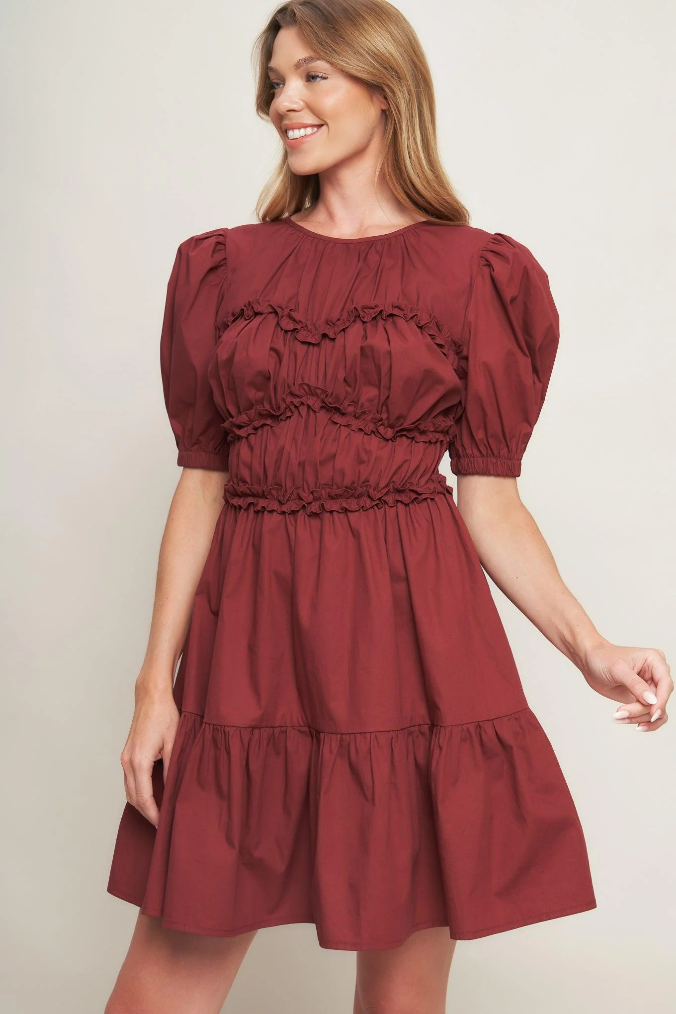 Playful Classic Woven Mini Dress - Image 4