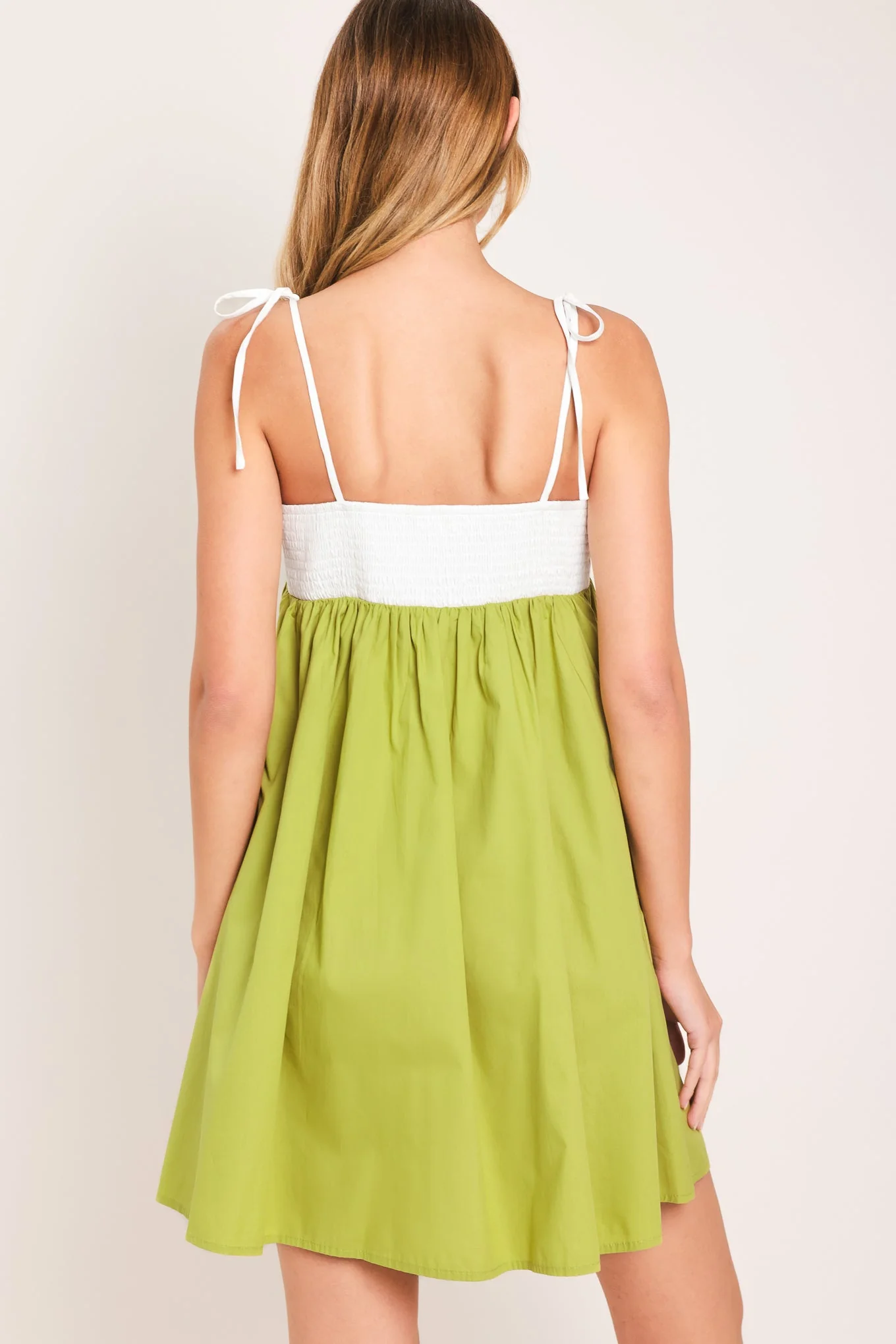 Playful Lime Woven Mini Dress - Image 2