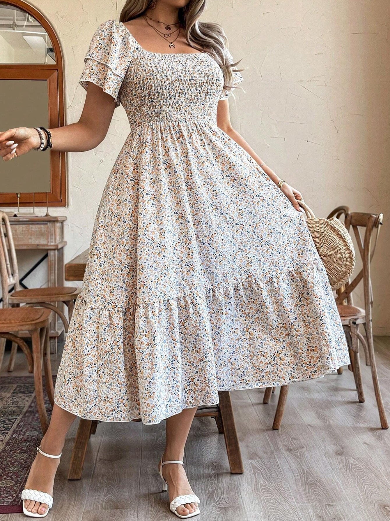 Plus Size Backless Midi Dress – Elegant Pleated Summer Party Dress - Image 7