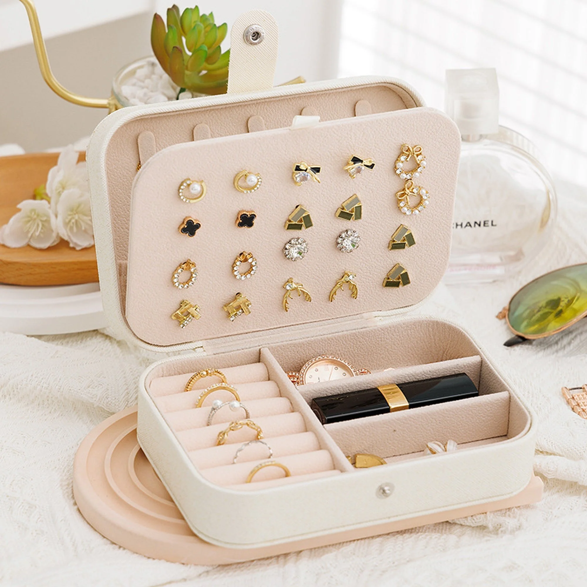 Portable Travel Jewelry Box Small PU Leather Organizer Case - Image 4