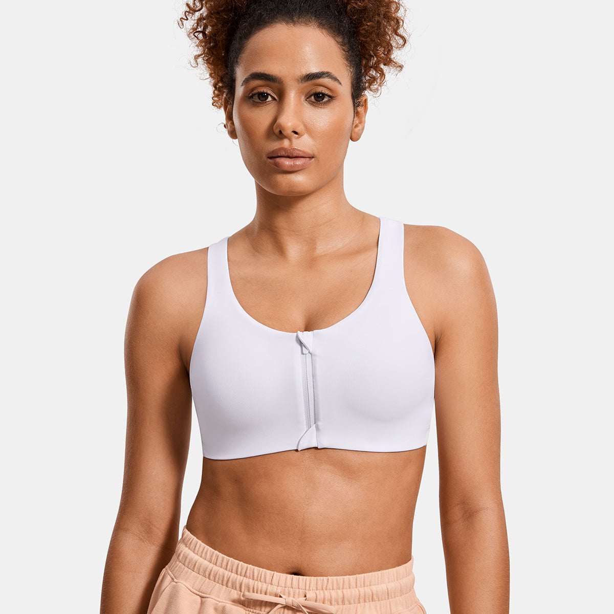 Power On Soft Padded High Impact Zip Front Sports Bra - Image 130