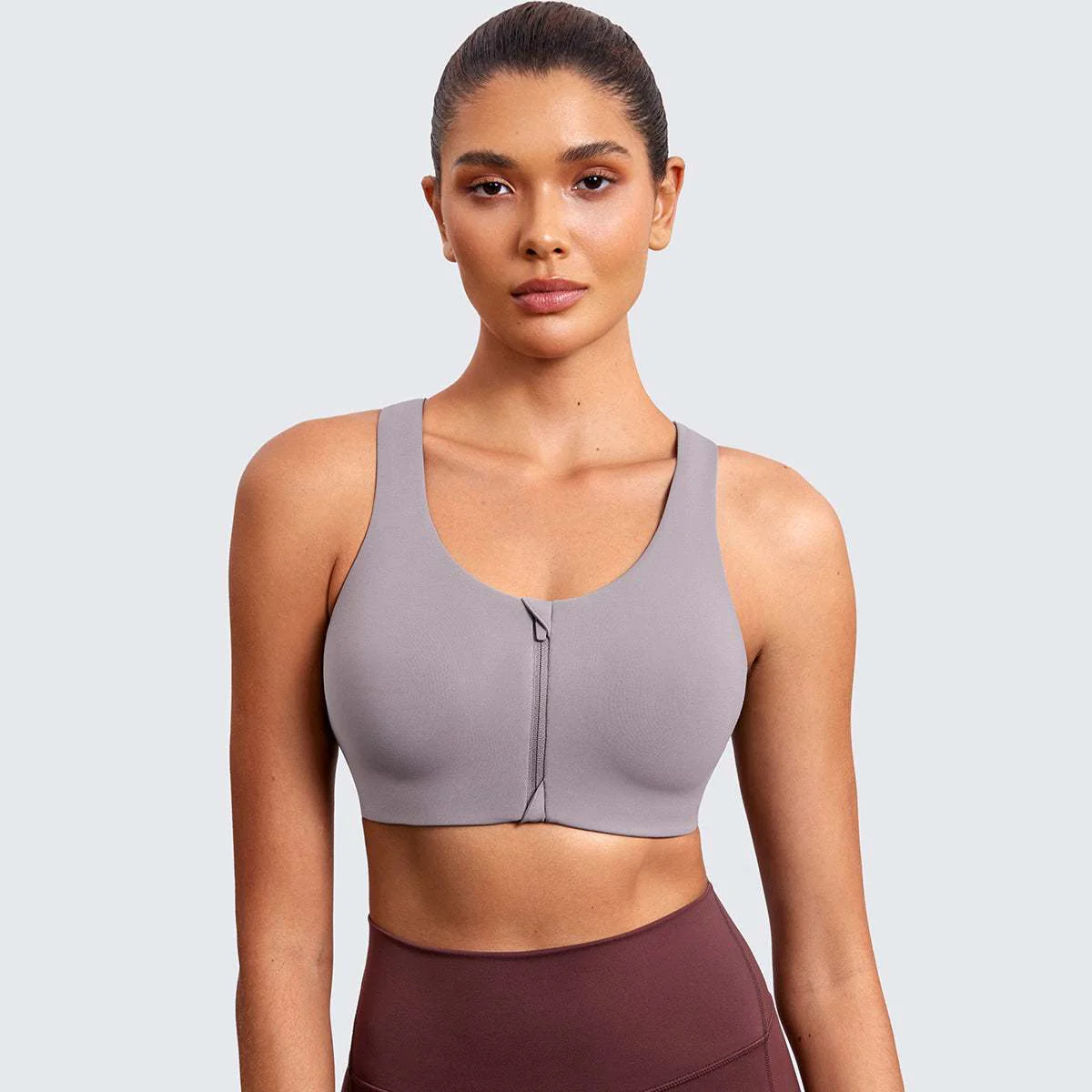Power On Soft Padded High Impact Zip Front Sports Bra - Image 150