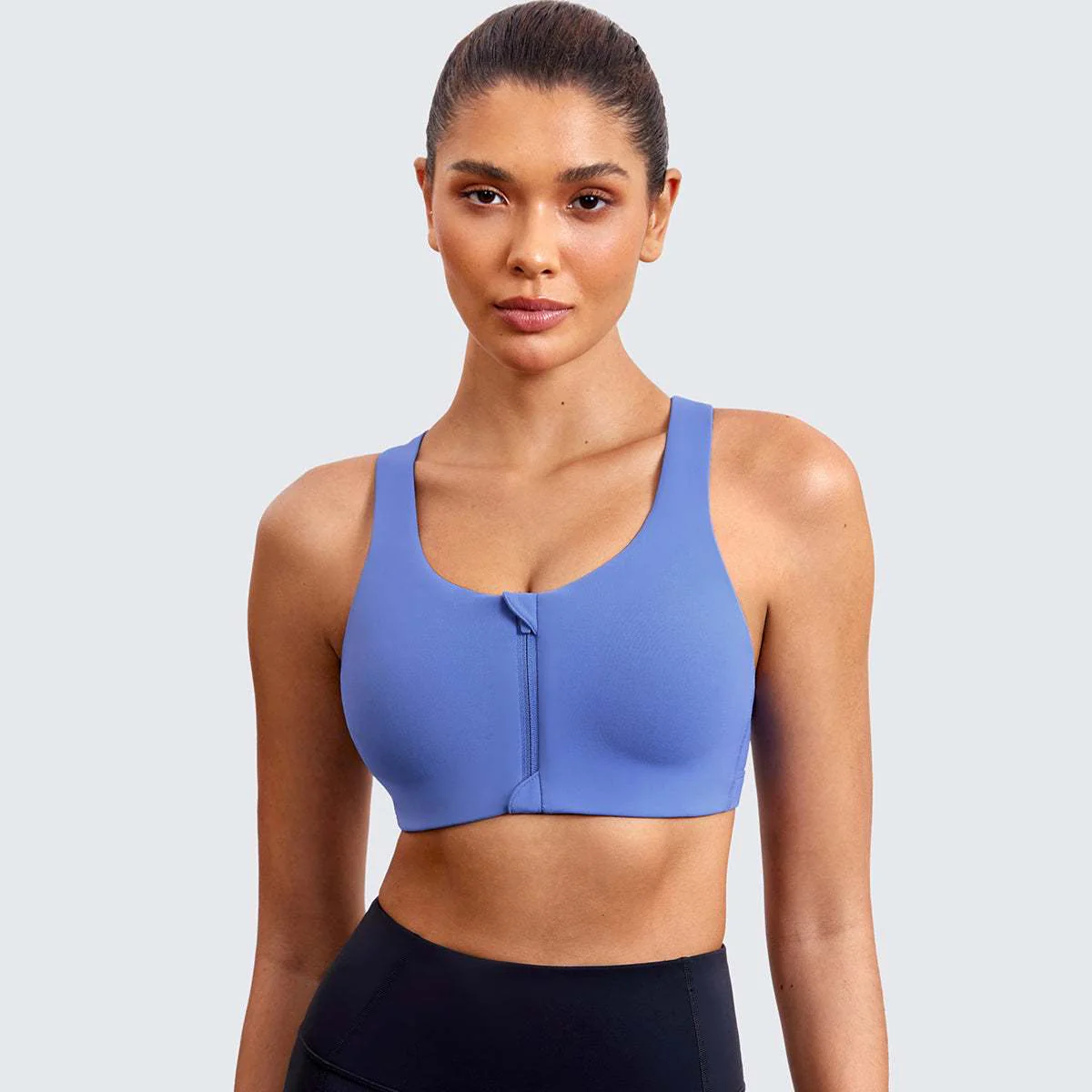 Power On Soft Padded High Impact Zip Front Sports Bra - Image 167
