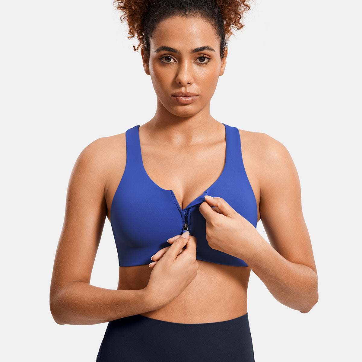 Power On Soft Padded High Impact Zip Front Sports Bra - Image 187