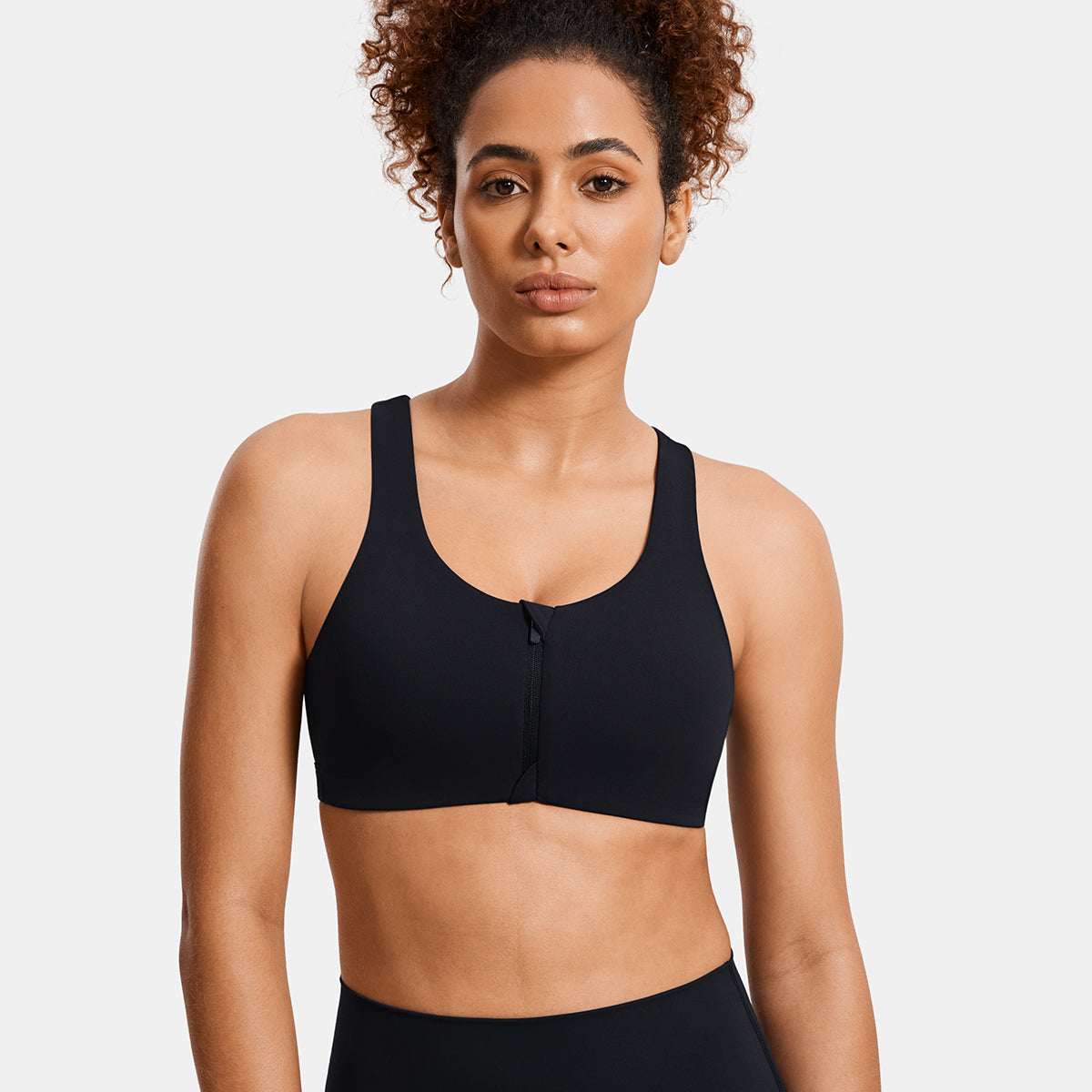 Power On Soft Padded High Impact Zip Front Sports Bra - Image 73