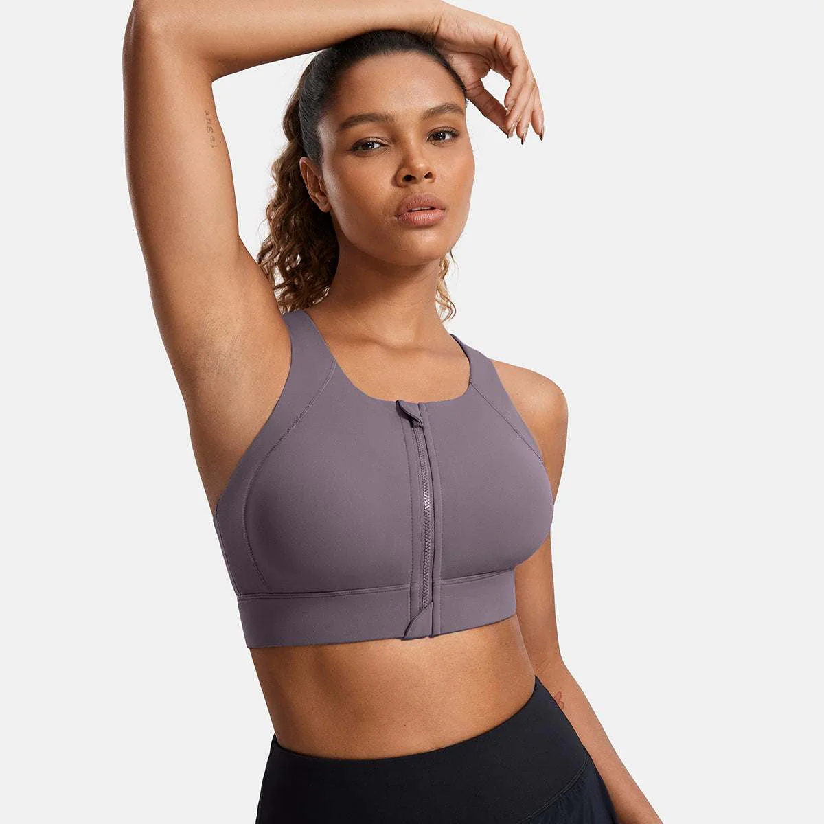 Power On Zip Front Racerback High Impact Sports Bra - Image 143