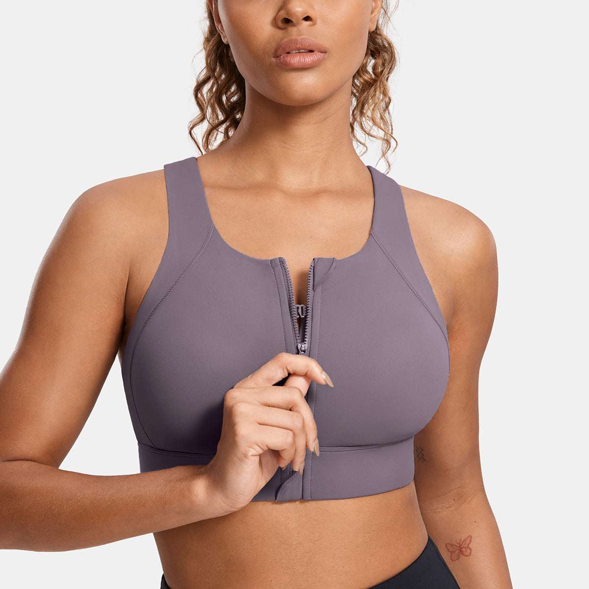Power On Zip Front Racerback High Impact Sports Bra - Image 145