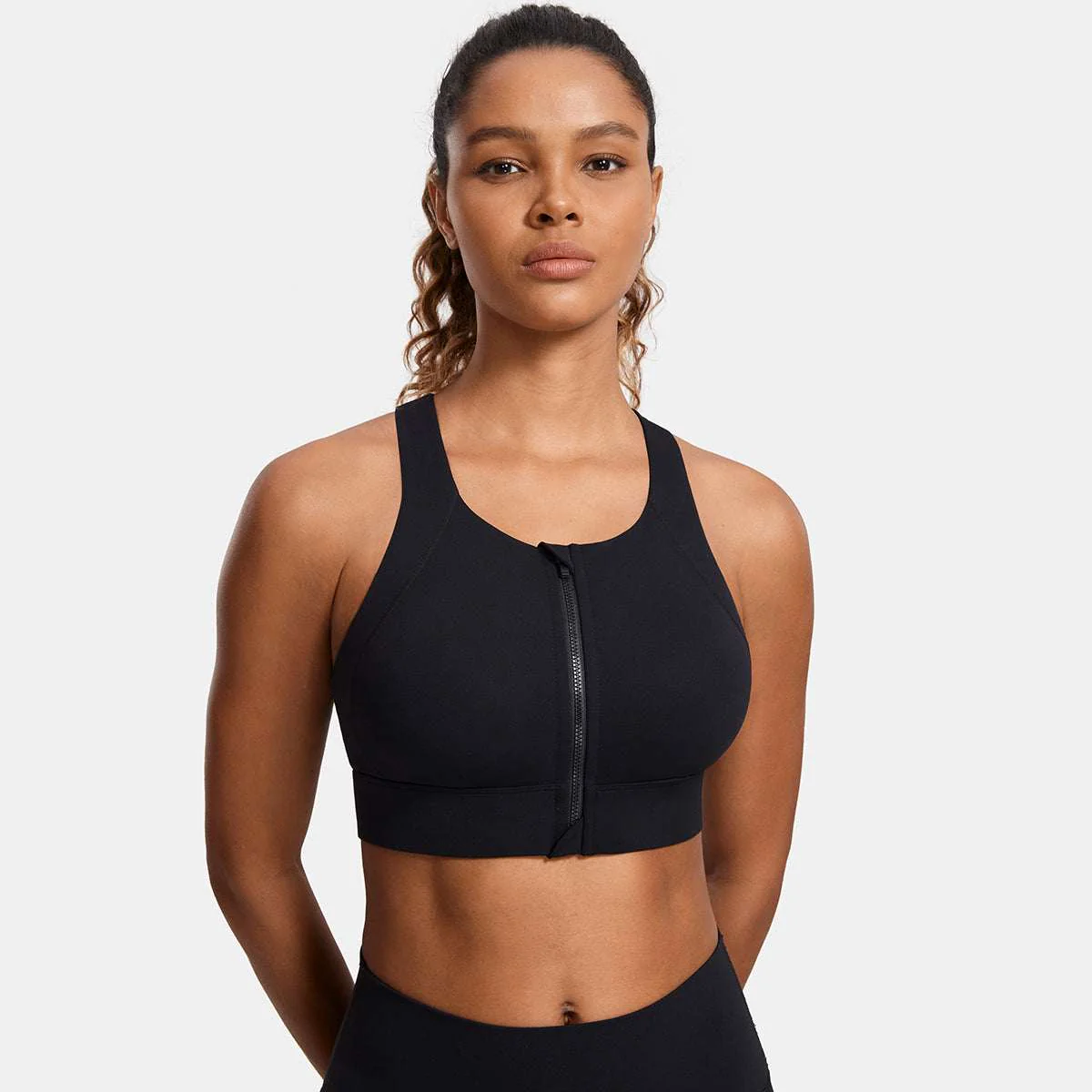 Power On Zip Front Racerback High Impact Sports Bra - Image 36