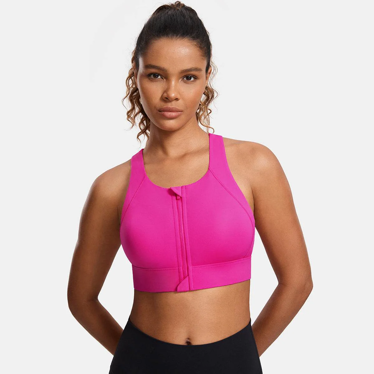 Power On Zip Front Racerback High Impact Sports Bra - Image 56