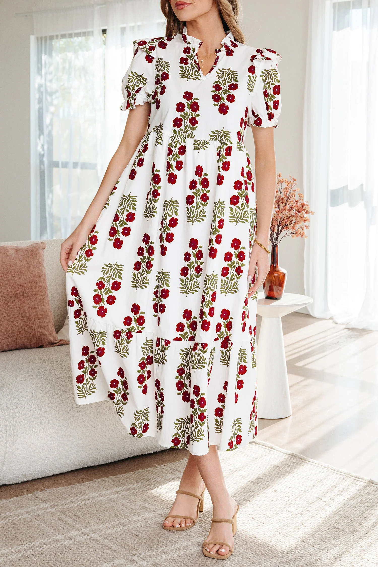 Threaded Pear Promise Sleeve Tiered Maxi Dress - Image 5