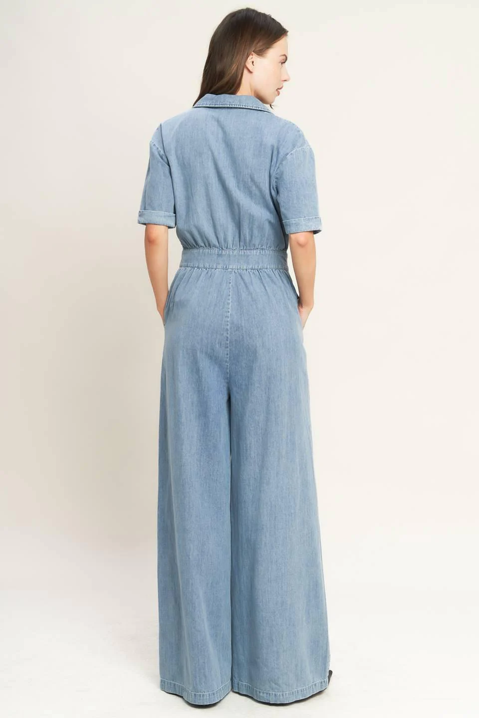 Quiet Luxury Lightweight Denim Jumpsuit - Image 6