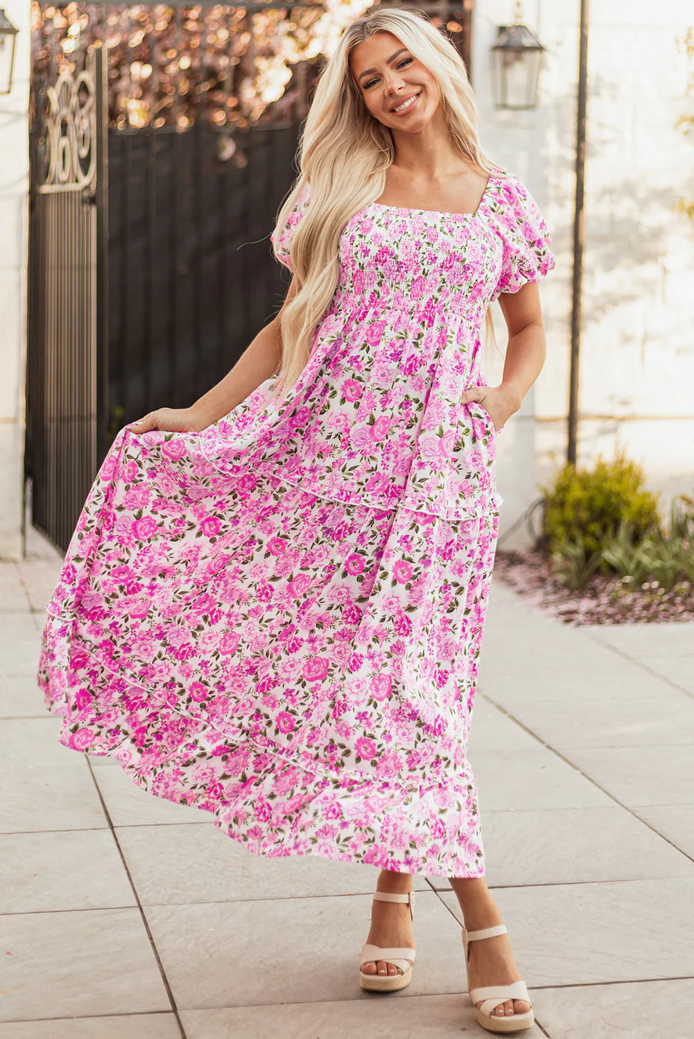 Threaded Pear Raina Sleeve Flowy Long Dress - Image 4