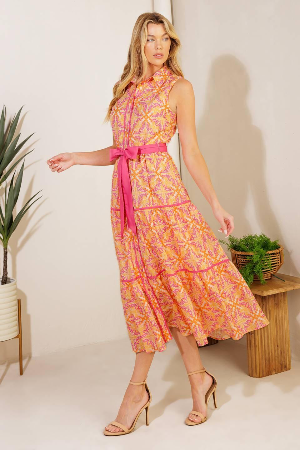 Rainforest Radiance Woven Midi Dress - Image 5
