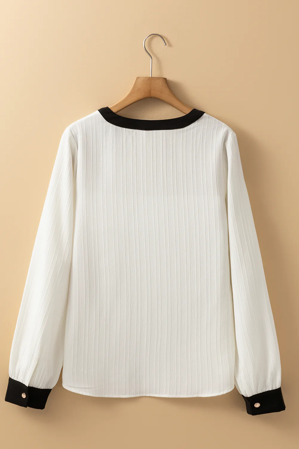 Threaded Pear Ramila Textured Colorblock Elegant Blouse - Image 2