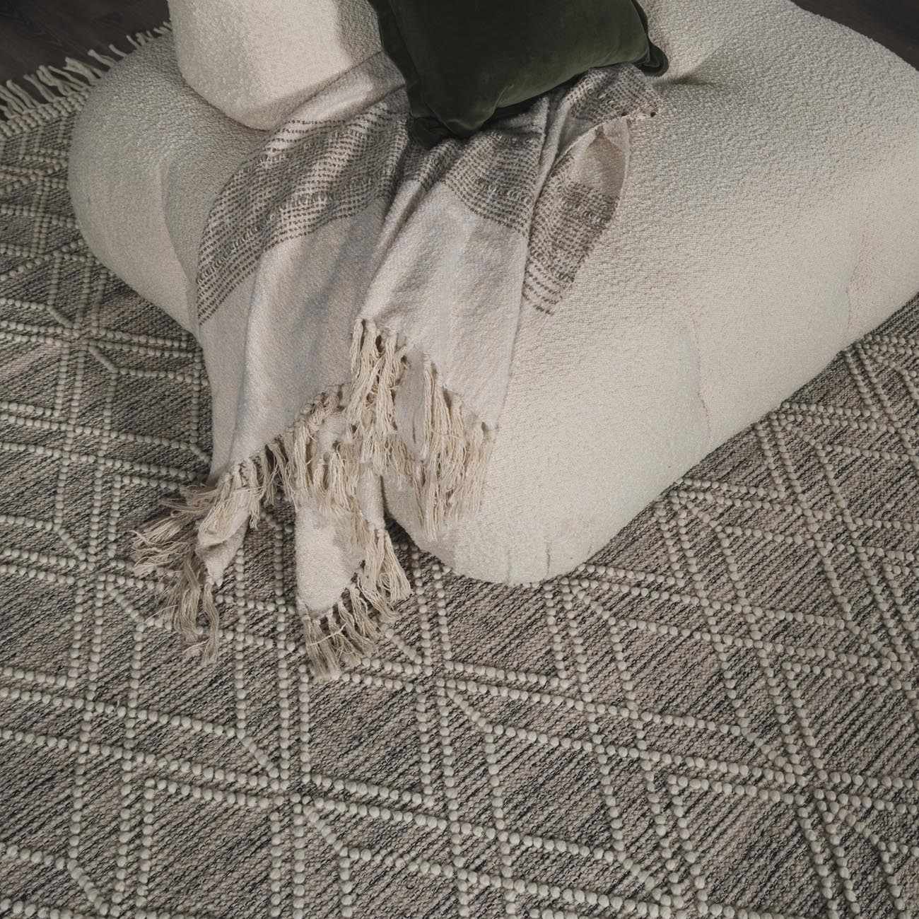 Ramsbury Beige Trellis Wool Rug - Image 13