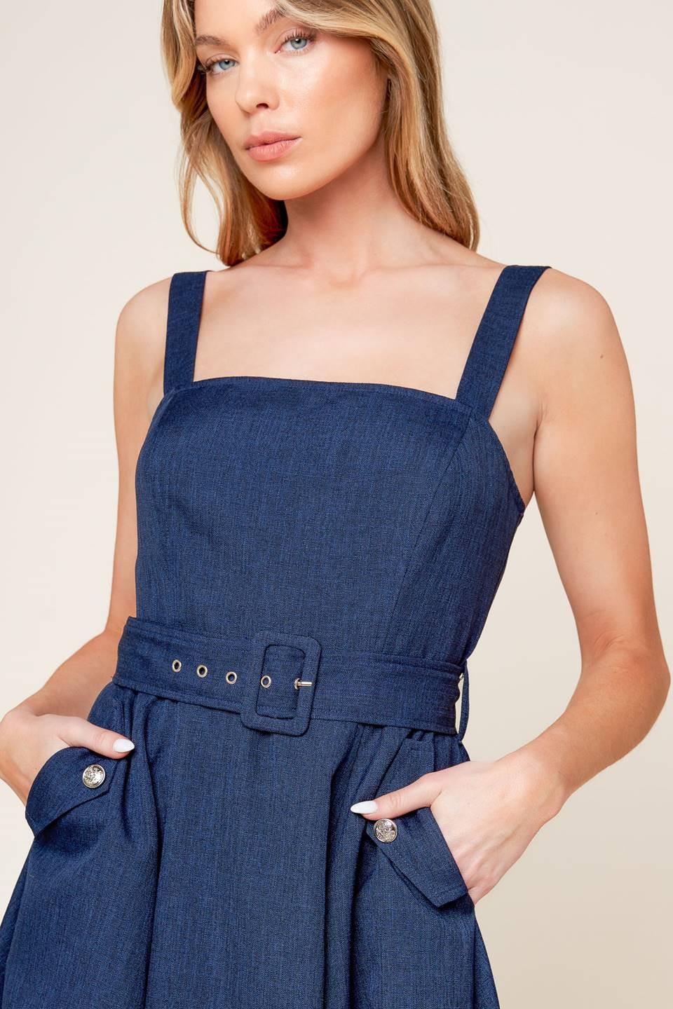 Rauland Navy Woven Midi Dress - Image 7