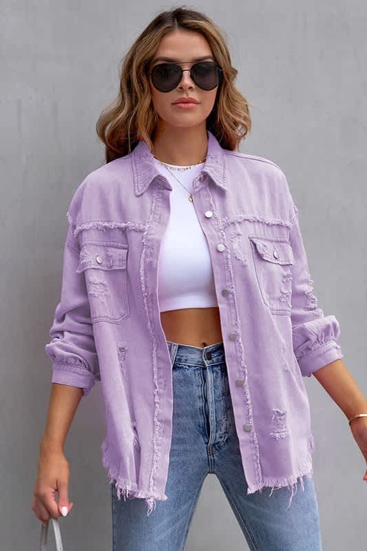De Sepreso Raw Edge Distressed Denim Jacket - Image 31